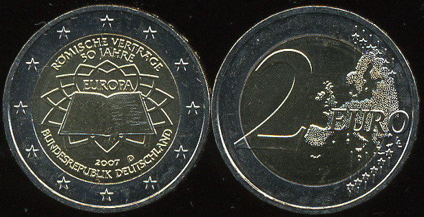 Германия. 2 евро. 2007.D (Unc. Биметалл)