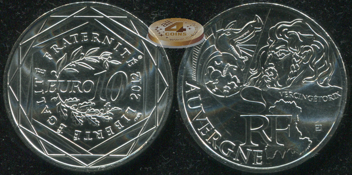 Франция. 10 евро. 2012 (Unc. Серебро)