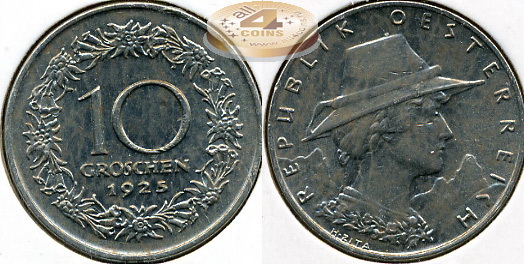Австрия. 10 грошен. 1925 (Unc)