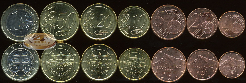 Словакия. Набор евро (7 монет. 1 биметалл) 2009