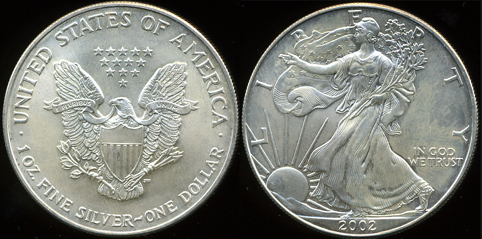 США. 1 доллар. 2002 (Unc. Серебро)