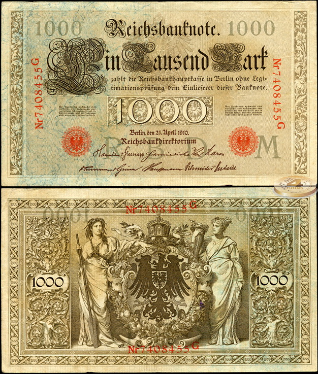 Германия [Кайзер рейх]. 1000 марок (VF) 1910