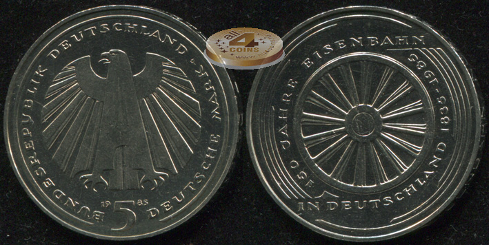 Германия [ФРГ]. 5 марок. 1985.G (Unc)