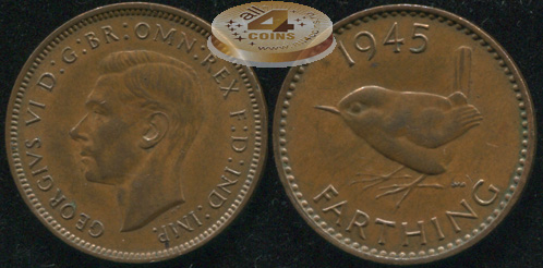 Великобритания. 1 фартинг. 1945 (aUnc)