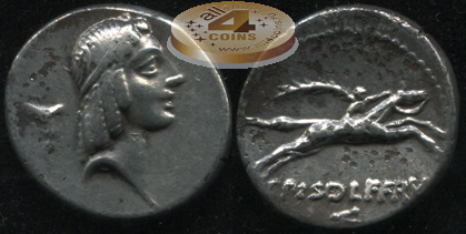 Римская республика. C. Calpurnius Piso Frugi. денарий (VF)