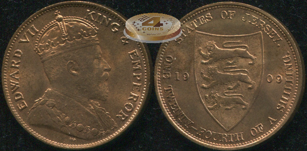 Джерси. 1/24 шиллинга. 1909 (Unc)