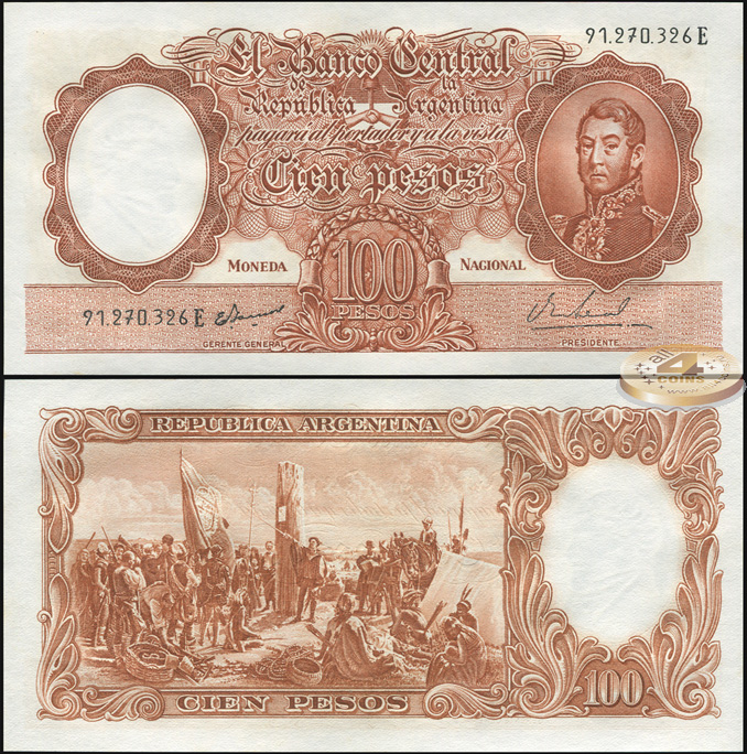 Аргентина. 100 песо (Unc) 1967-69