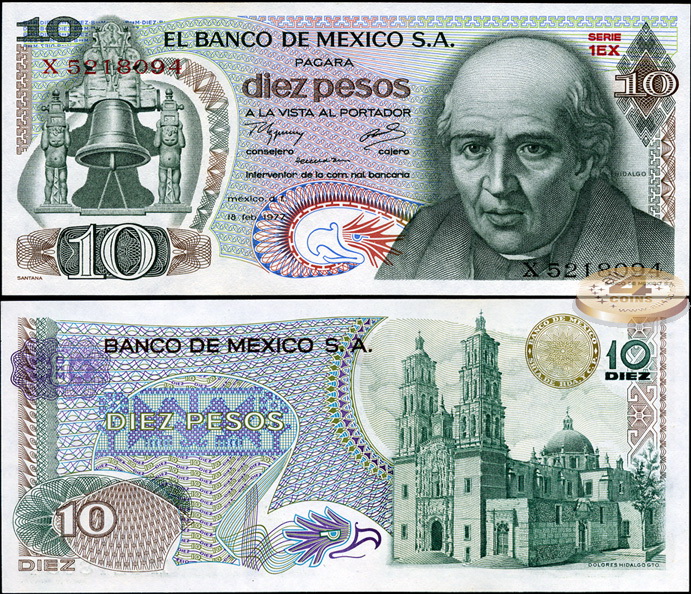 Мексика. 10 песо (Unc) 1977