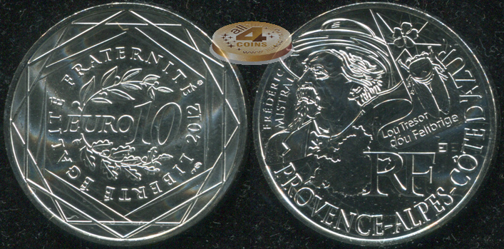 Франция. 10 евро. 2012 (Unc. Серебро)