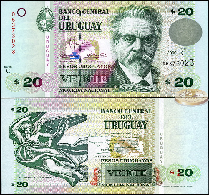 Уругвай. 20 песо (Unc) 2000