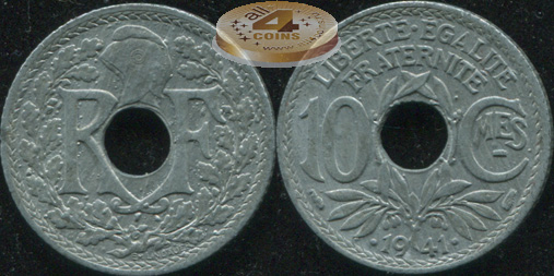 Франция. 10 центимов. 1941 (Unc)