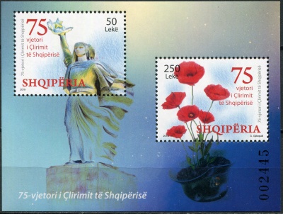 Албания. 2020. 75-я годовщина освобождения Албании (Почтовый блок. MNH OG)