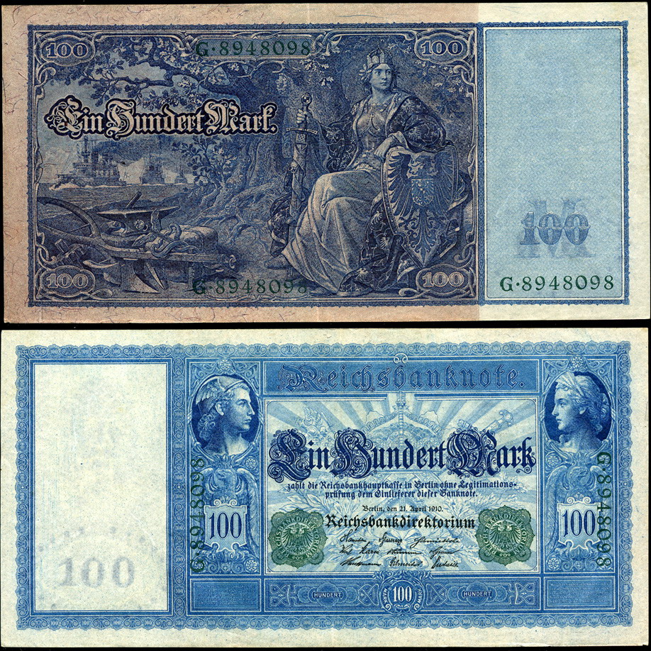 Германия (кайзеррейх). 100 марок (Unc-) 1910