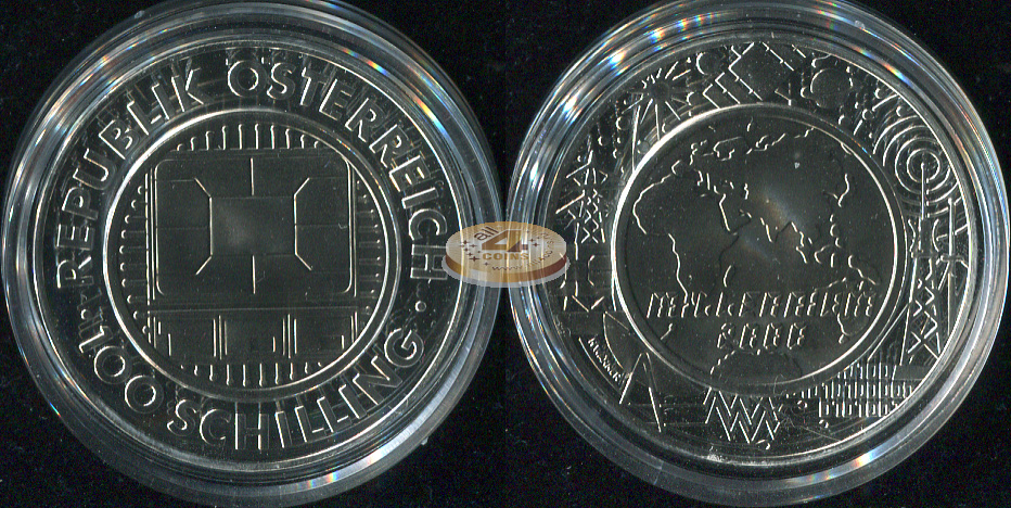 Австрия. 100 шиллингов. 2000 (Proof. Биметалл(Серебро/Титан))