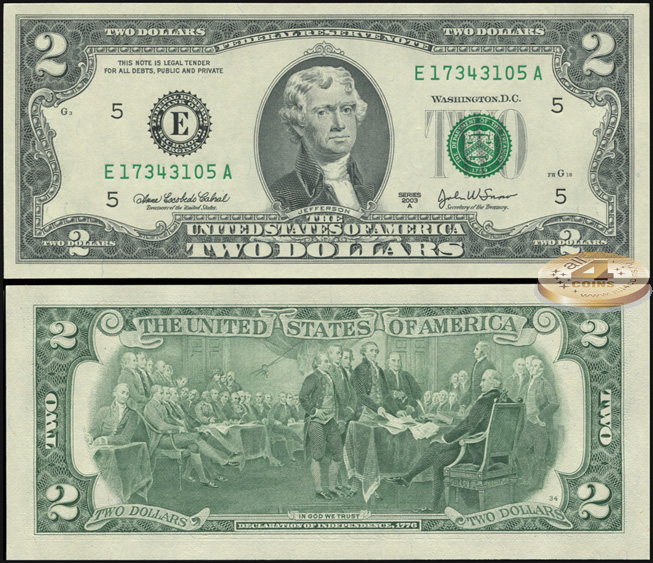 США. 2 доллара (Unc) 2003A.E