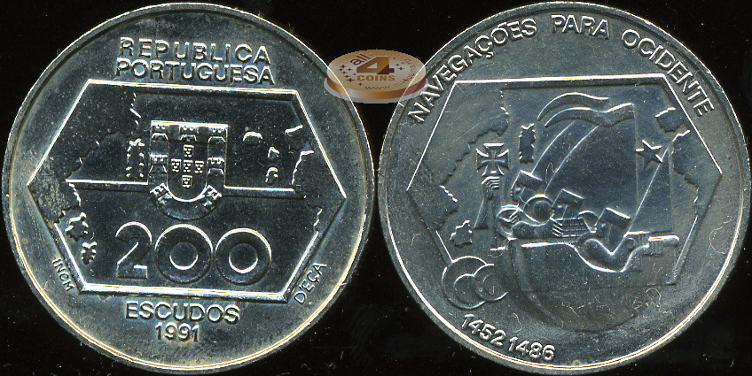 Португалия. 200 эскудо. 1991 (Unc)