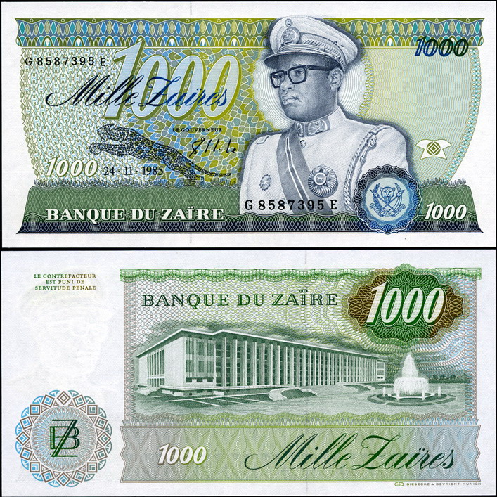 Заир. 1000 заиров (Unc) 1985