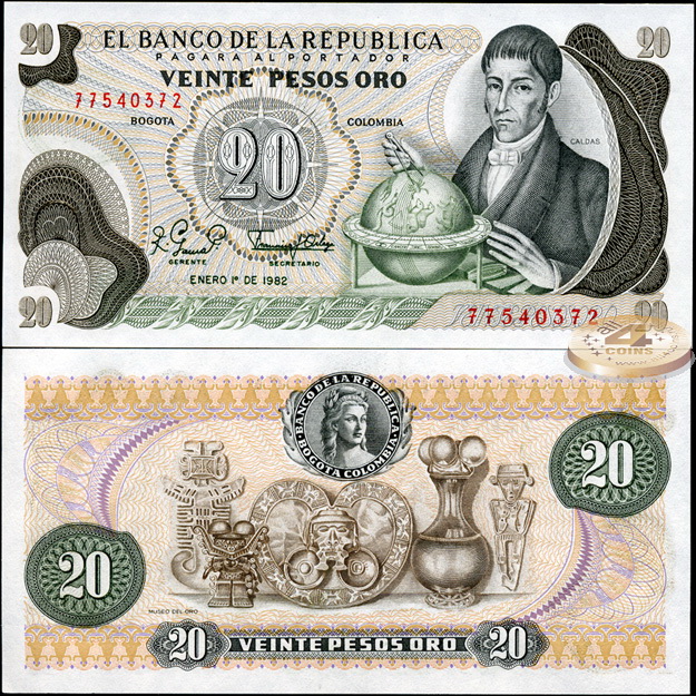 Колумбия. 20 песо (Unc) 1982