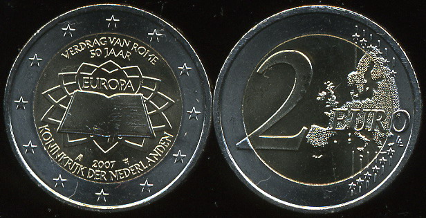 Нидерланды. 2 евро. 2007 (Unc. Биметалл)