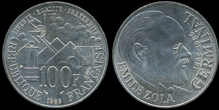 Франция. 100 франков. 1985 (Unc. Серебро)