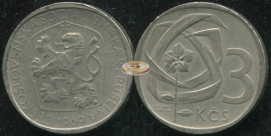 Чехословакия. 3 кроны. 1969 (XF)
