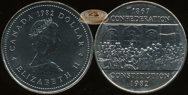 Канада. 1 доллар. 1982 (Unc) 115 лет конституции Канады
