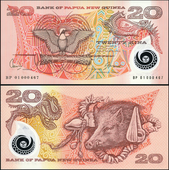 Папуа Новая Гвинея. 20 кин (Unc. Пластик) 2004