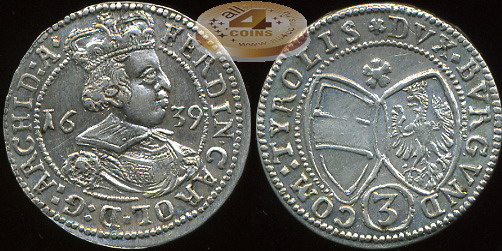Священная Римская империя. Грошен. 1639 (XF. Серебро)