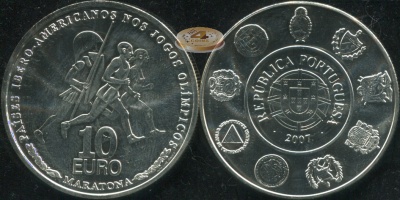 Португалия. 10 евро. 2007 (Unc. Серебро)