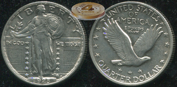 США. 25 центов (Квотер). 1923 (aUnc++. Серебро)