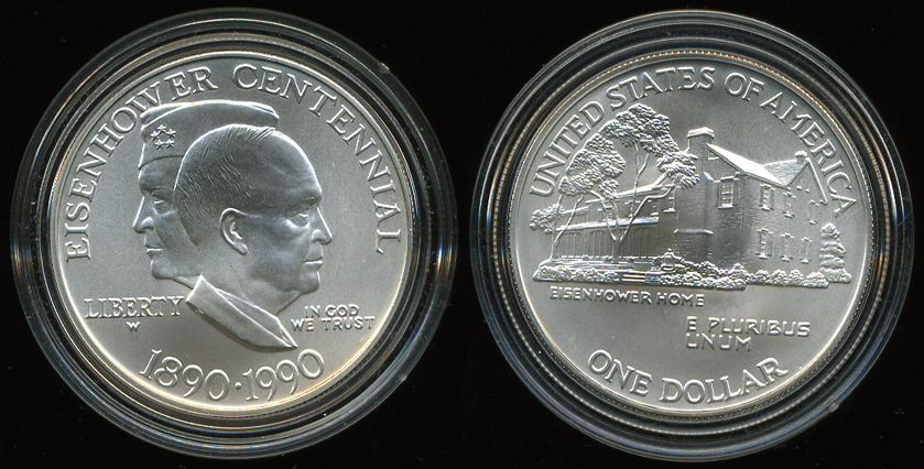 США. 1 доллар. 1990.W (Unc. Серебро)