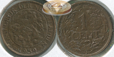 Нидерланды. Монета 1 цент. 1939 (KM#152. Unc)