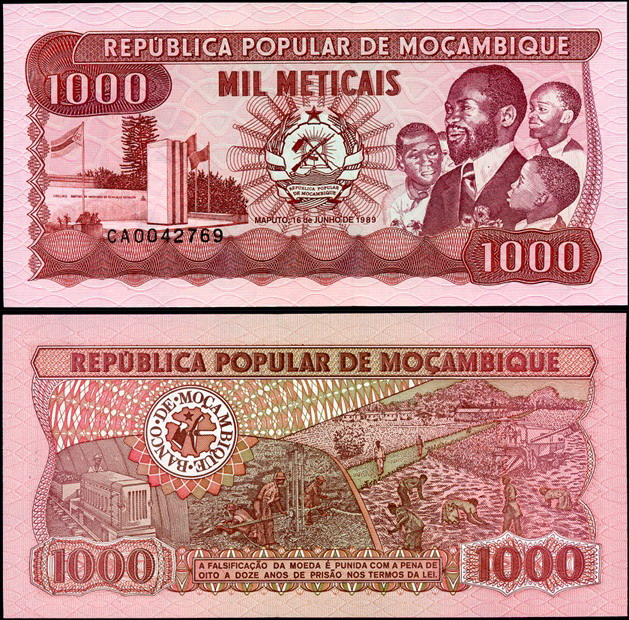 Мозамбик. 1000 метикалей (Unc) 1989
