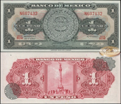 Мексика. 1 песо (Unc) 1967