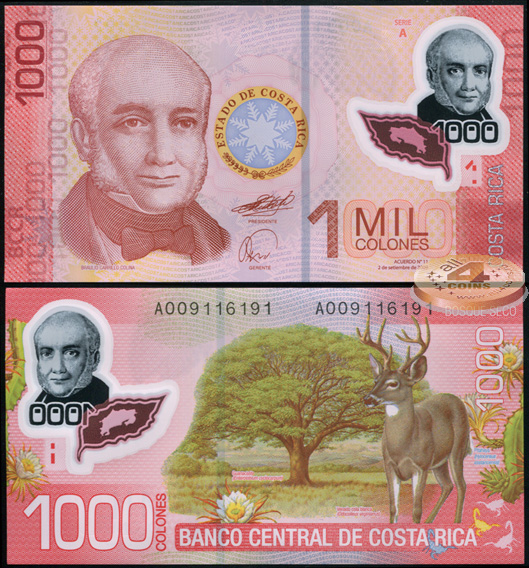 Коста-Рика. 1000 колонов (Unc. Пластик) 2009