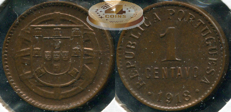 Португалия. 1 центаво. 1918 (Unc)