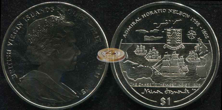 Британские Виргинские о-ва. 1 доллар. 2005 (Unc)