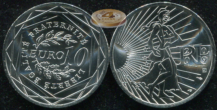 Франция. 10 евро. 2009 (Unc. Серебро)