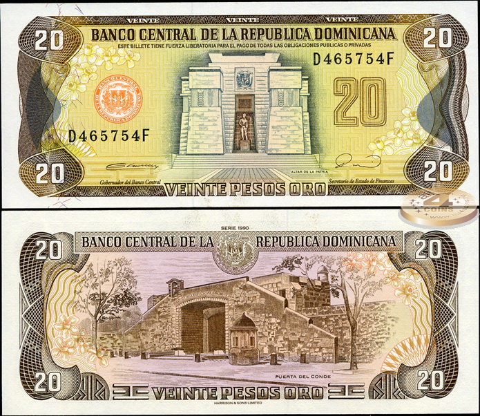 Доминиканская республика. 20 песо (Unc) 1990