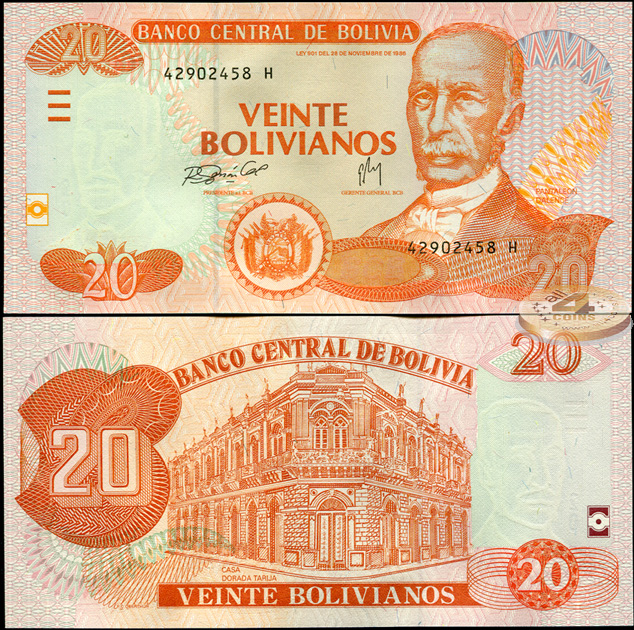 Боливия. 20 боливиано (Unc) 2007