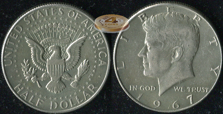 США. 1/2 доллара. 1967 (aXF. Серебро)