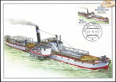 Чехия. 2015. Колесный Пароход "Приматор Диттрих" (Картмаксимум. M)