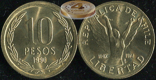 Чили. 10 песо. 1990 (Unc)