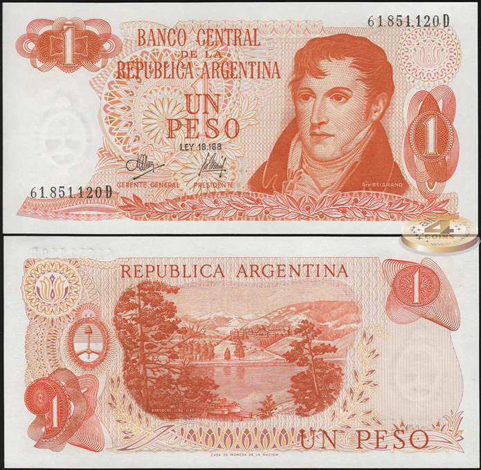 Аргентина. 1 песо (Unc) 1970-73