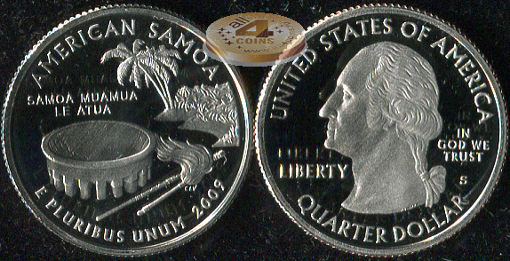 США. Квотер (25 центов). 2009.S (Proof) Американское Самоа