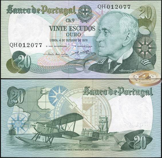 Португалия. 20 эскудо (Unc) 1978