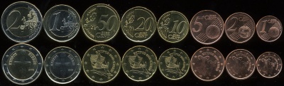 Кипр. Набор евро (8 монет. 2 биметалла) 2008