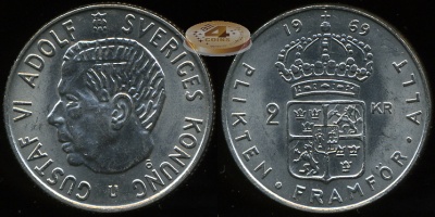 Швеция. 2 кроны. 1969 (Unc)