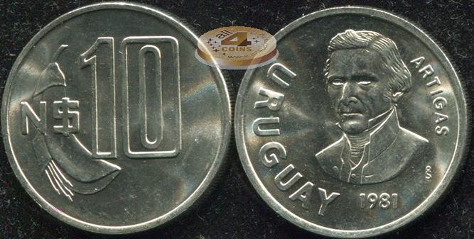 Уругвай. 10 новых песо. 1981 (Unc)