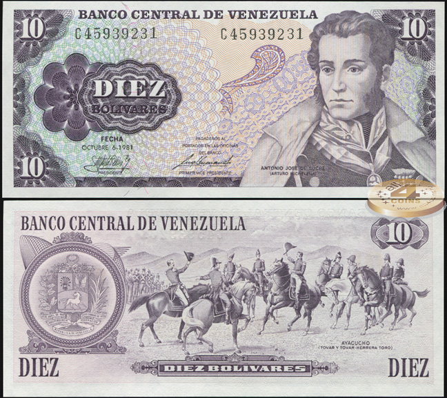 Венесуэла. 10 боливаров (Unc) 1981